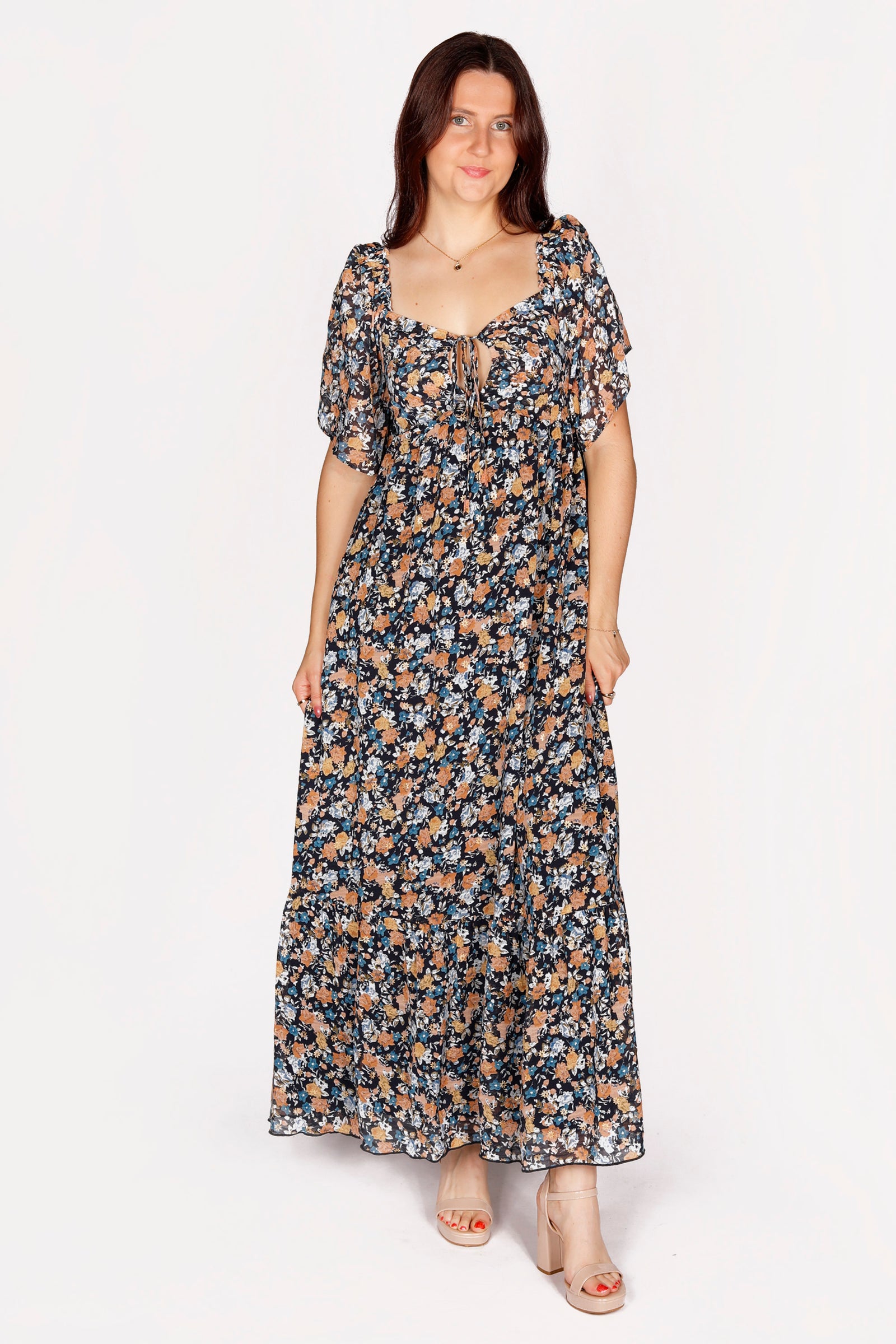 Ayla Navy Floral Maxi Dress