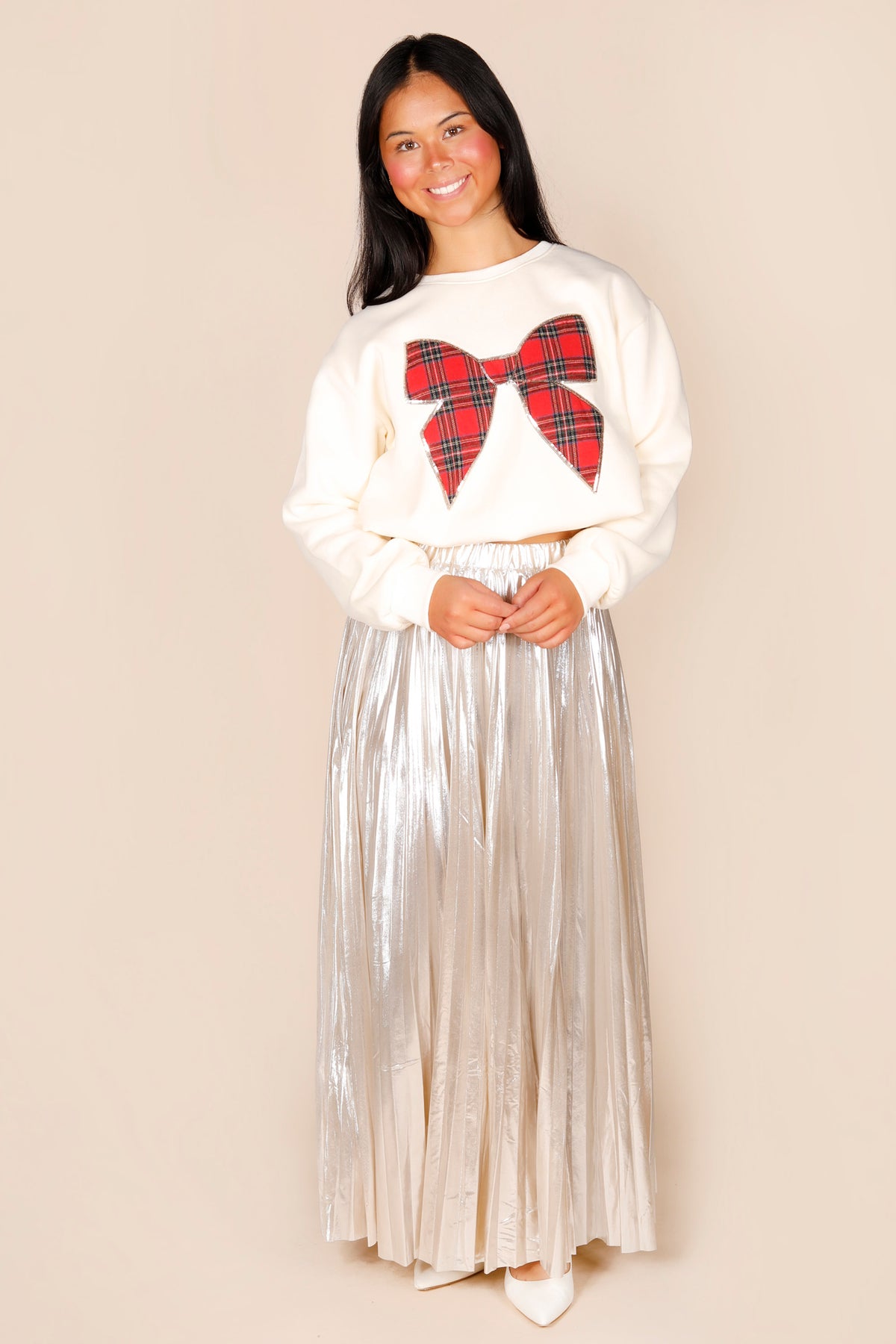 Shimmery Champagne Pleated Skirt - FINAL SALE