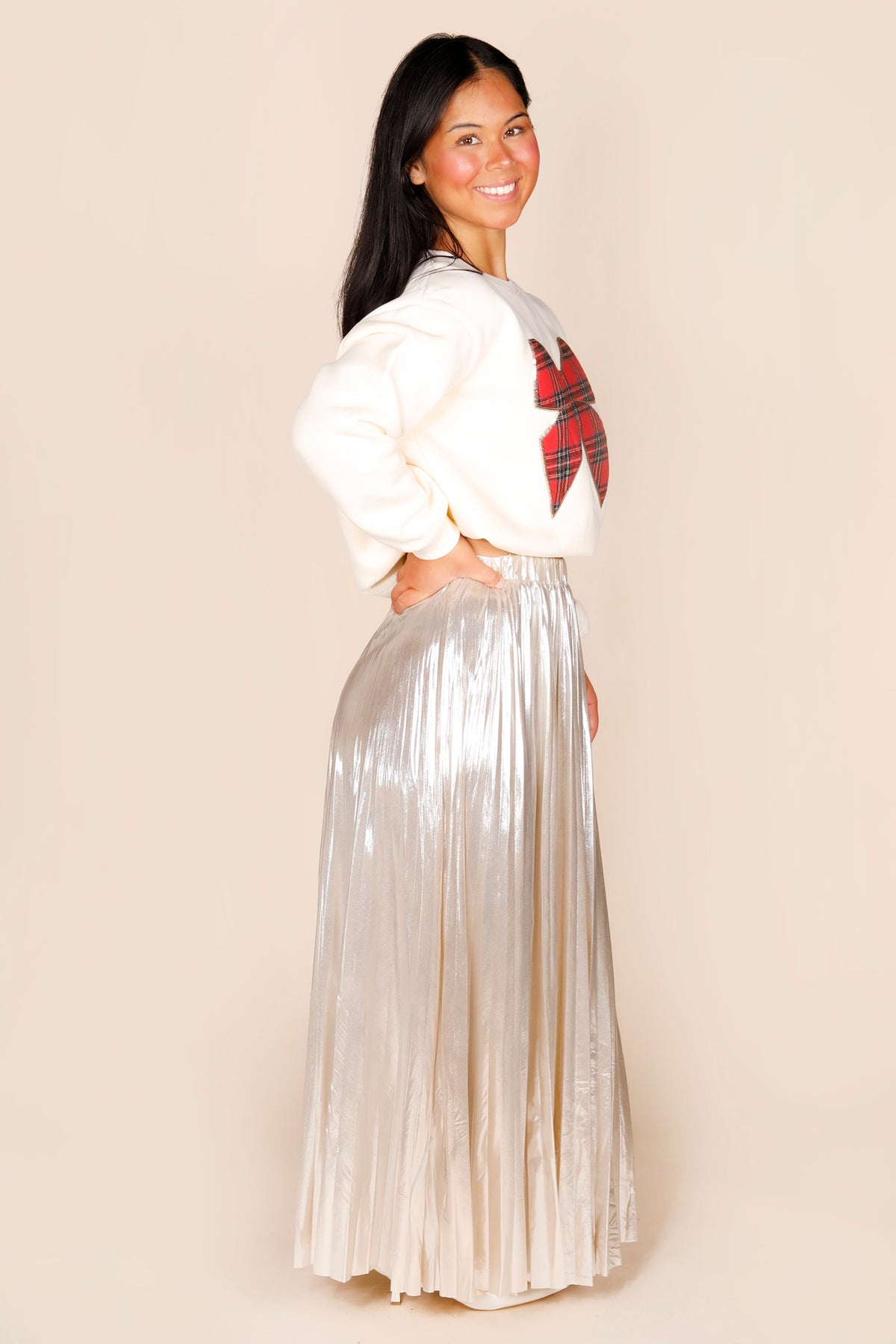 Shimmery Champagne Pleated Skirt - FINAL SALE