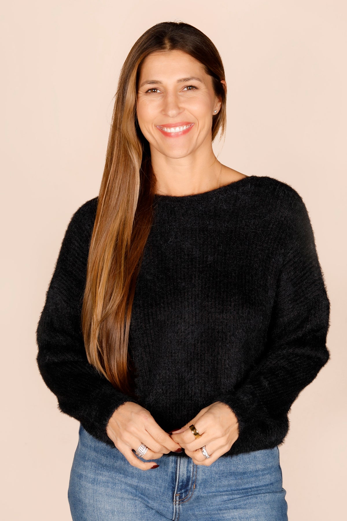 Aspen Black Open Back Sweater