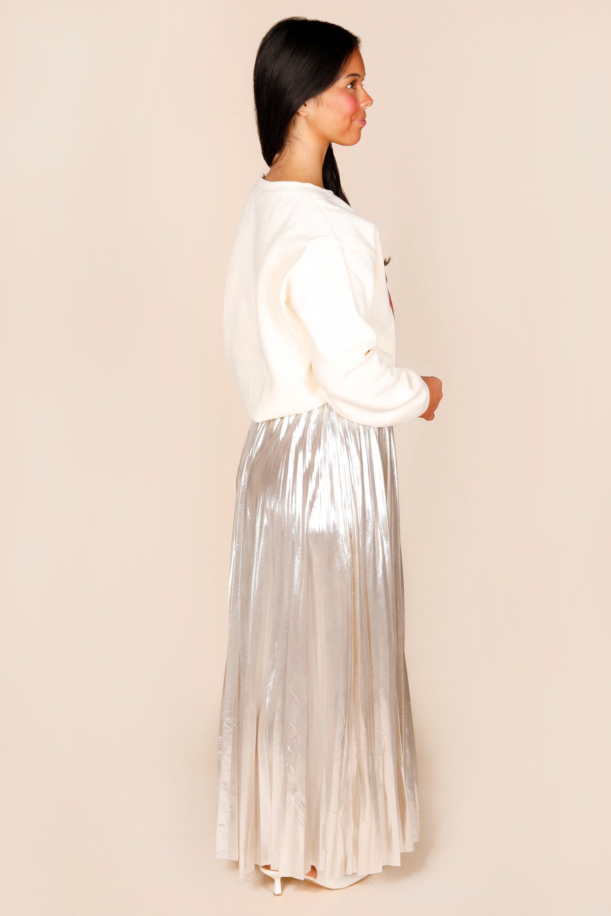 Shimmery Champagne Pleated Skirt - FINAL SALE