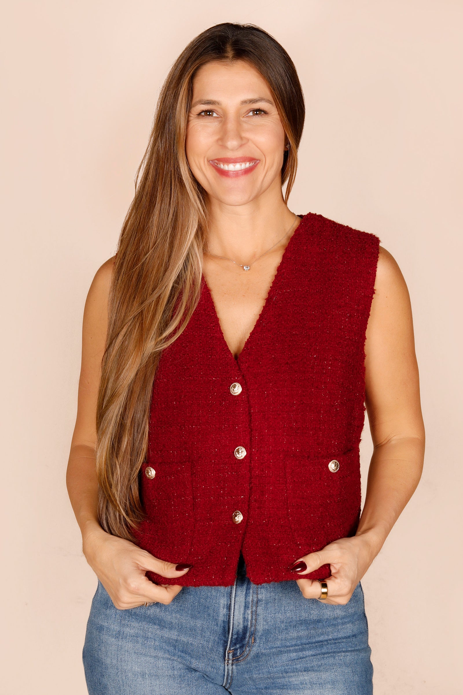 Burgundy Tweed Vest