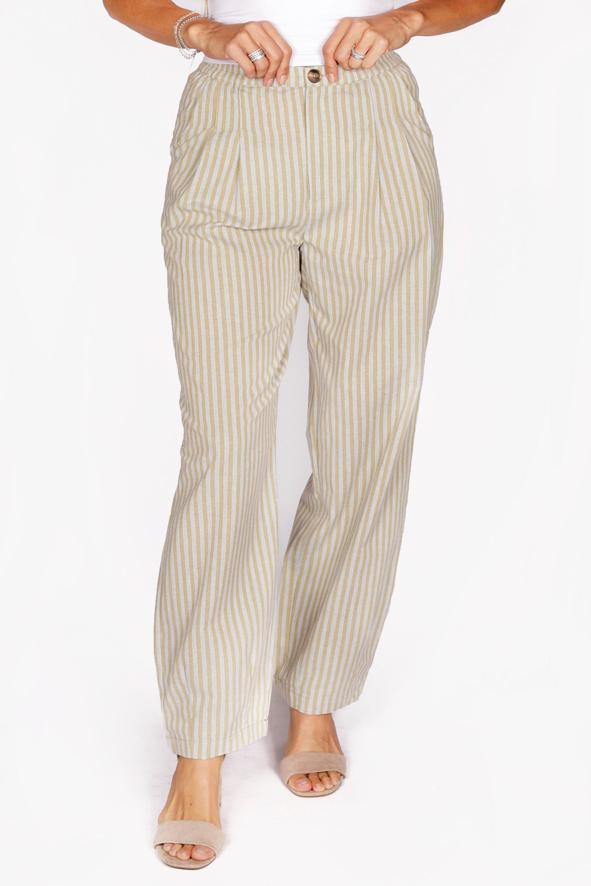 Caris Pleated Striped Pant