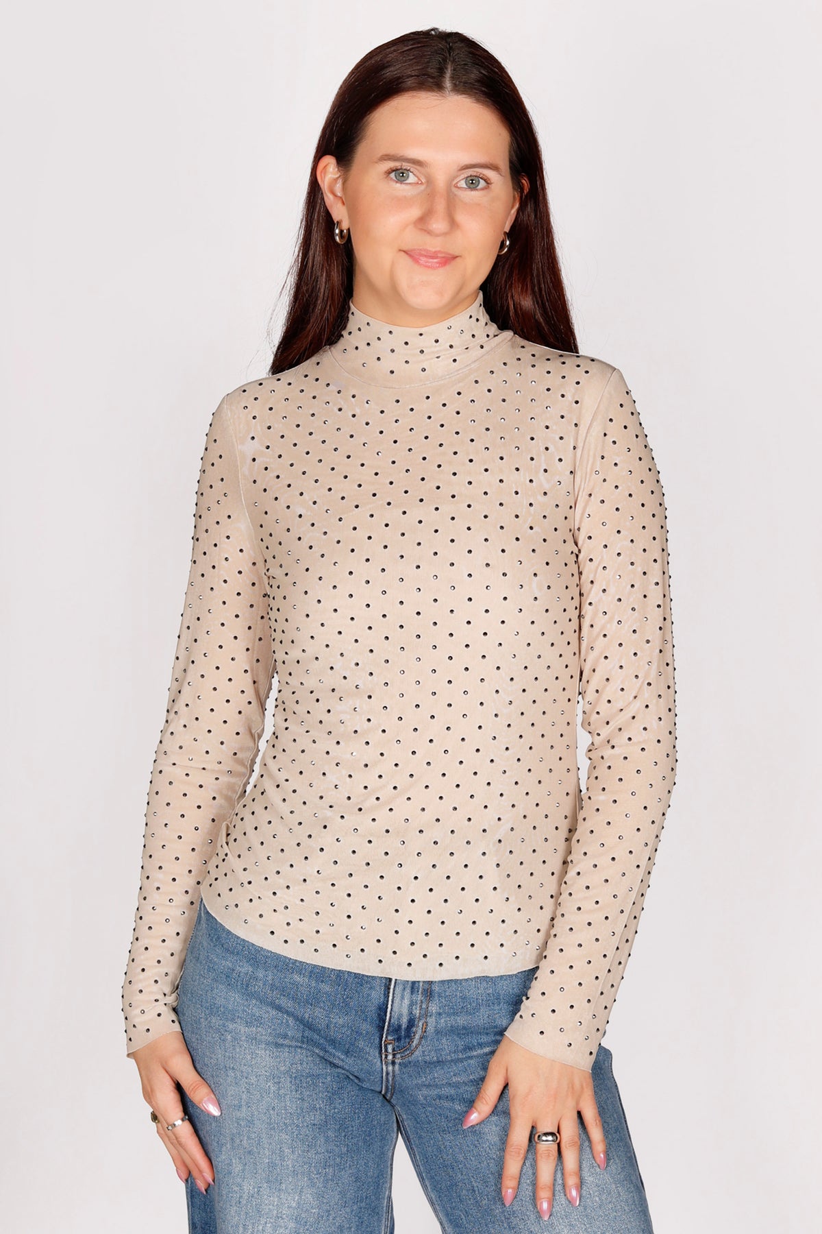 Champagne Studded Sheer Top - FINAL SALE