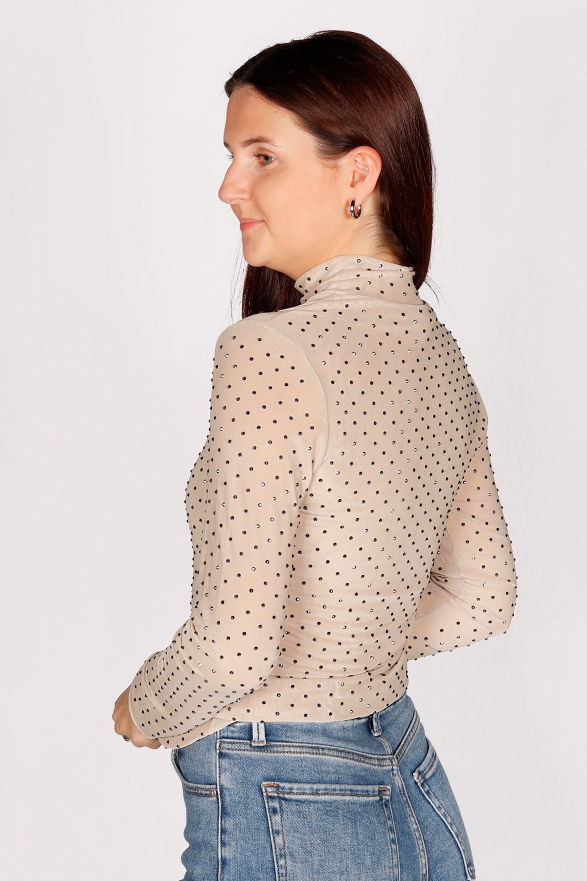 Champagne Studded Sheer Top - FINAL SALE