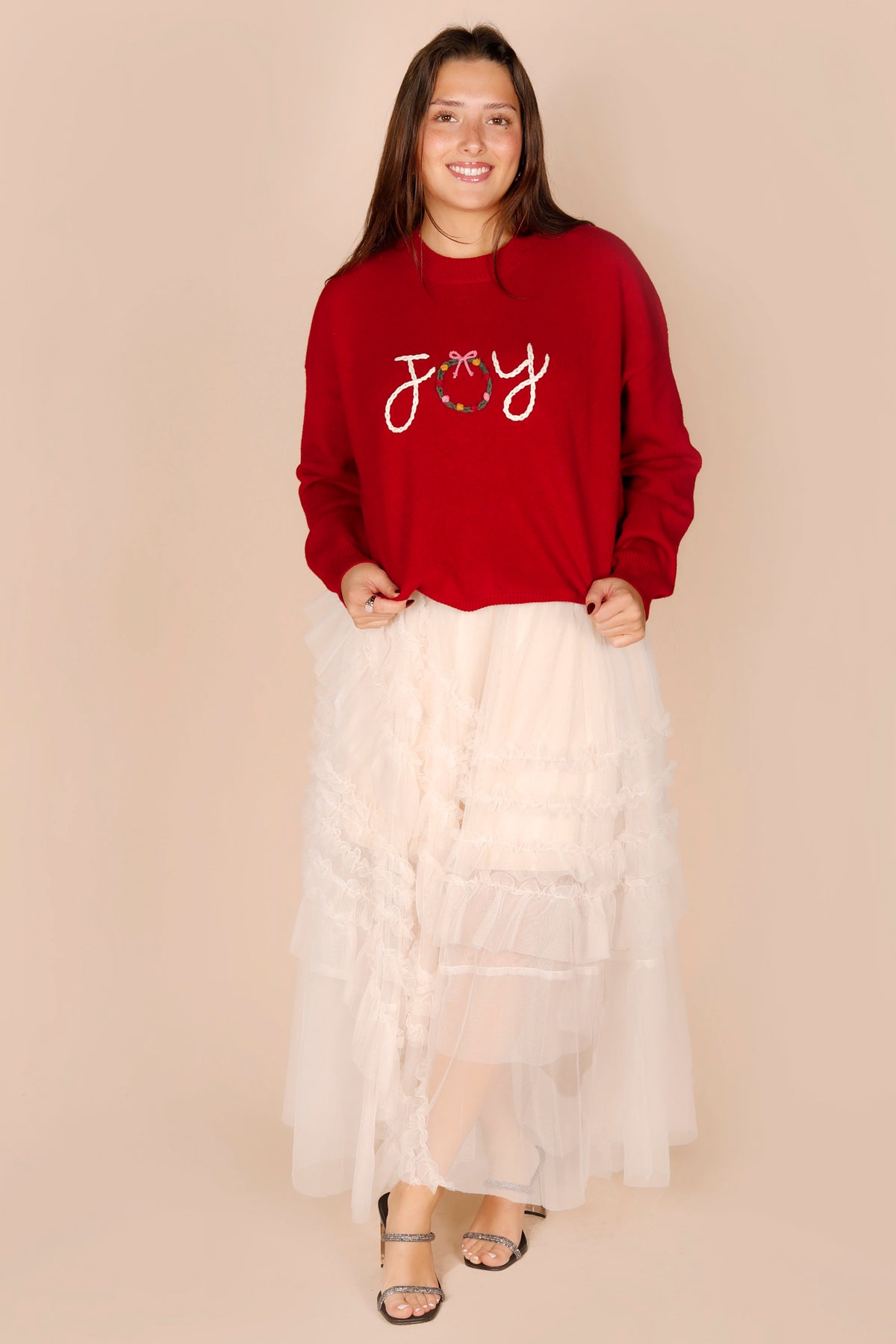 Cream Tulle Tiered Midi Skirt - FINAL SALE