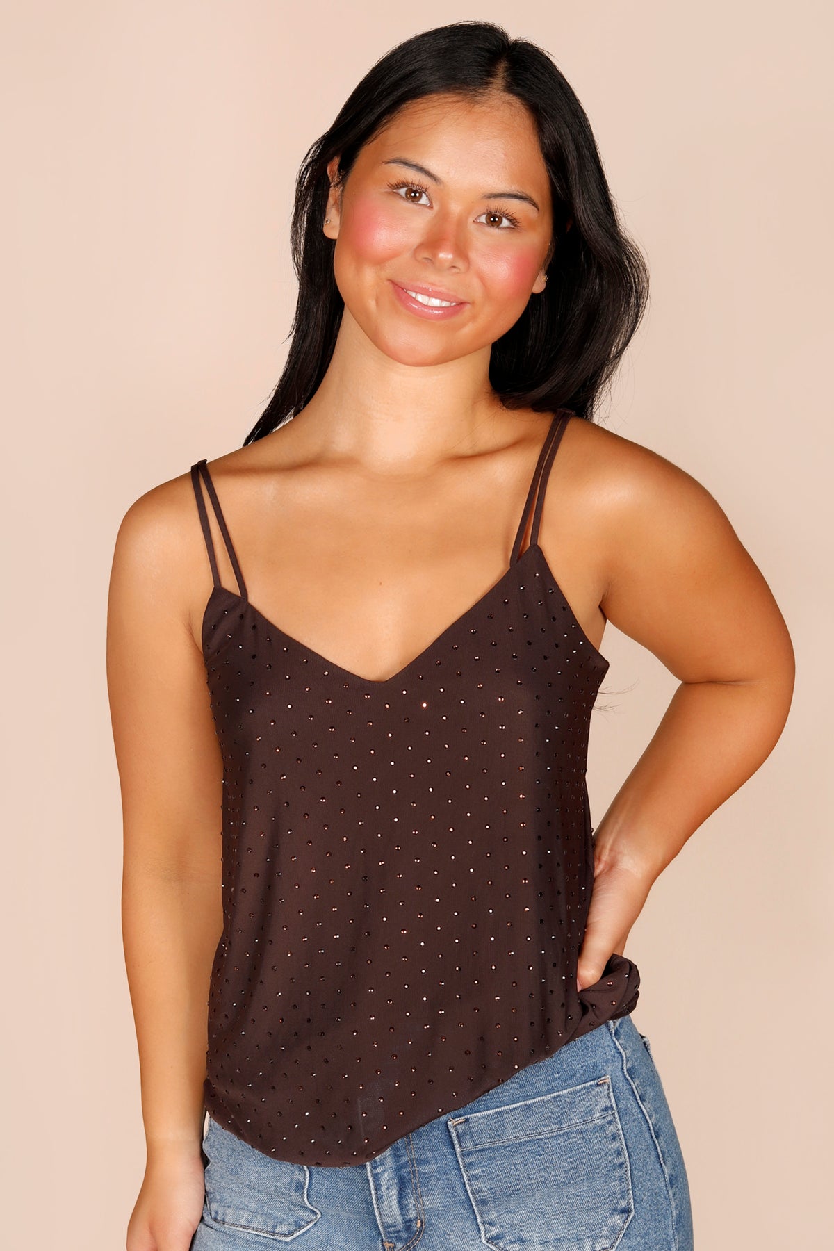 Dark Chocolate Embellished Tank