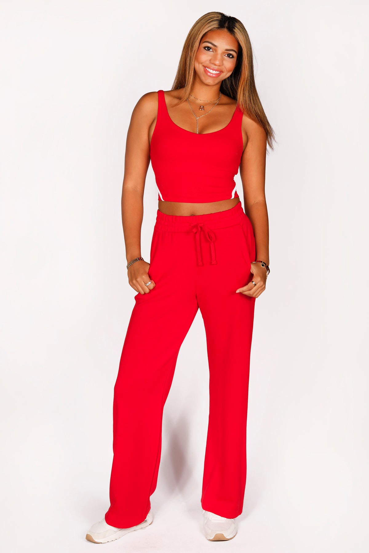 Poppy Red &amp; White Tank