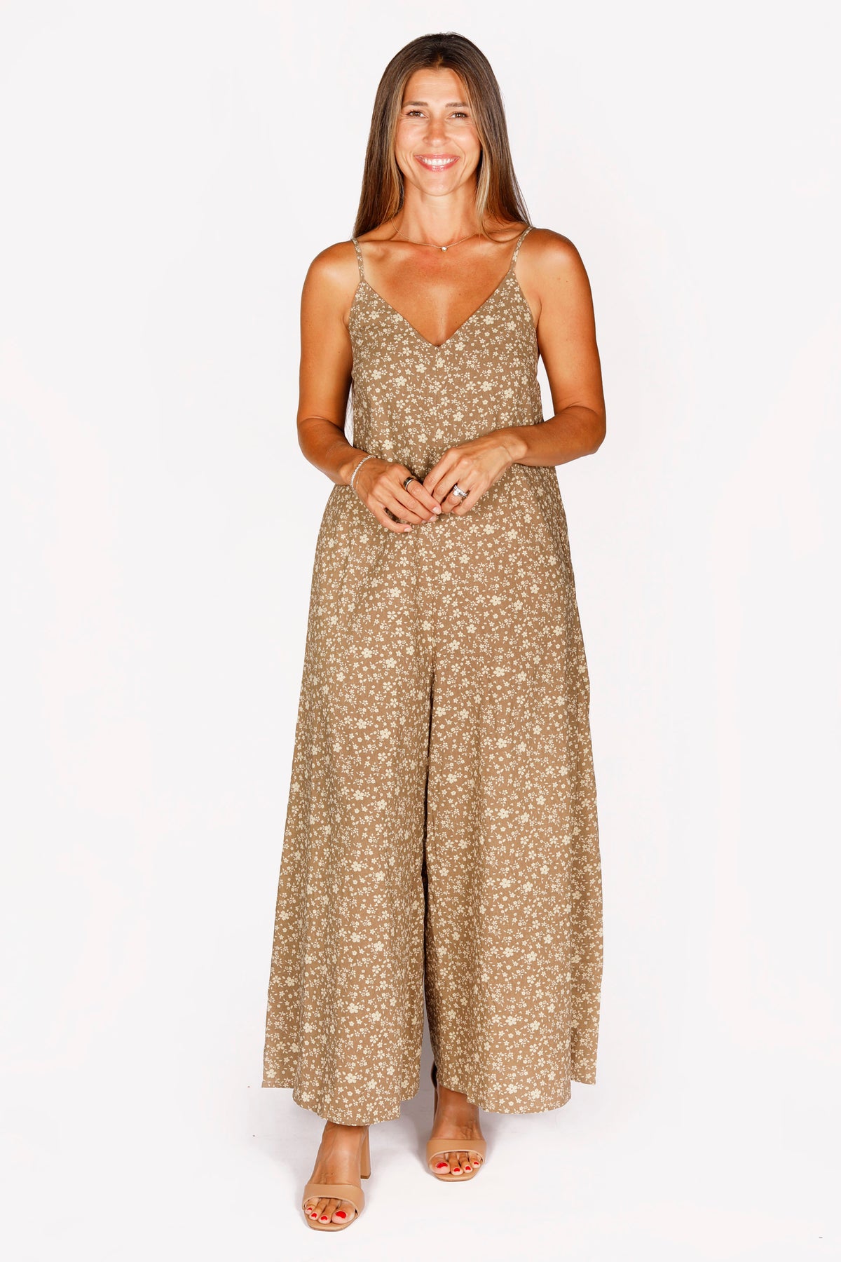 Iris Mocha Flora Jumpsuit - FINAL SALE