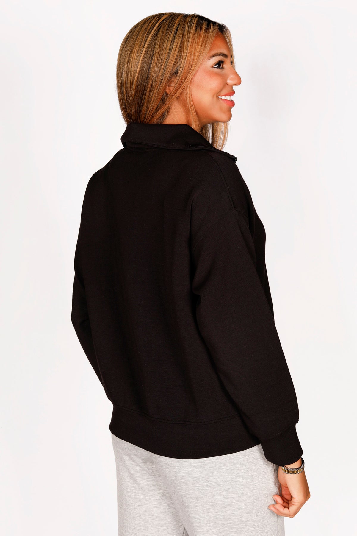 Kelsey Black Quarter Zip Pullover- FINAL SALE