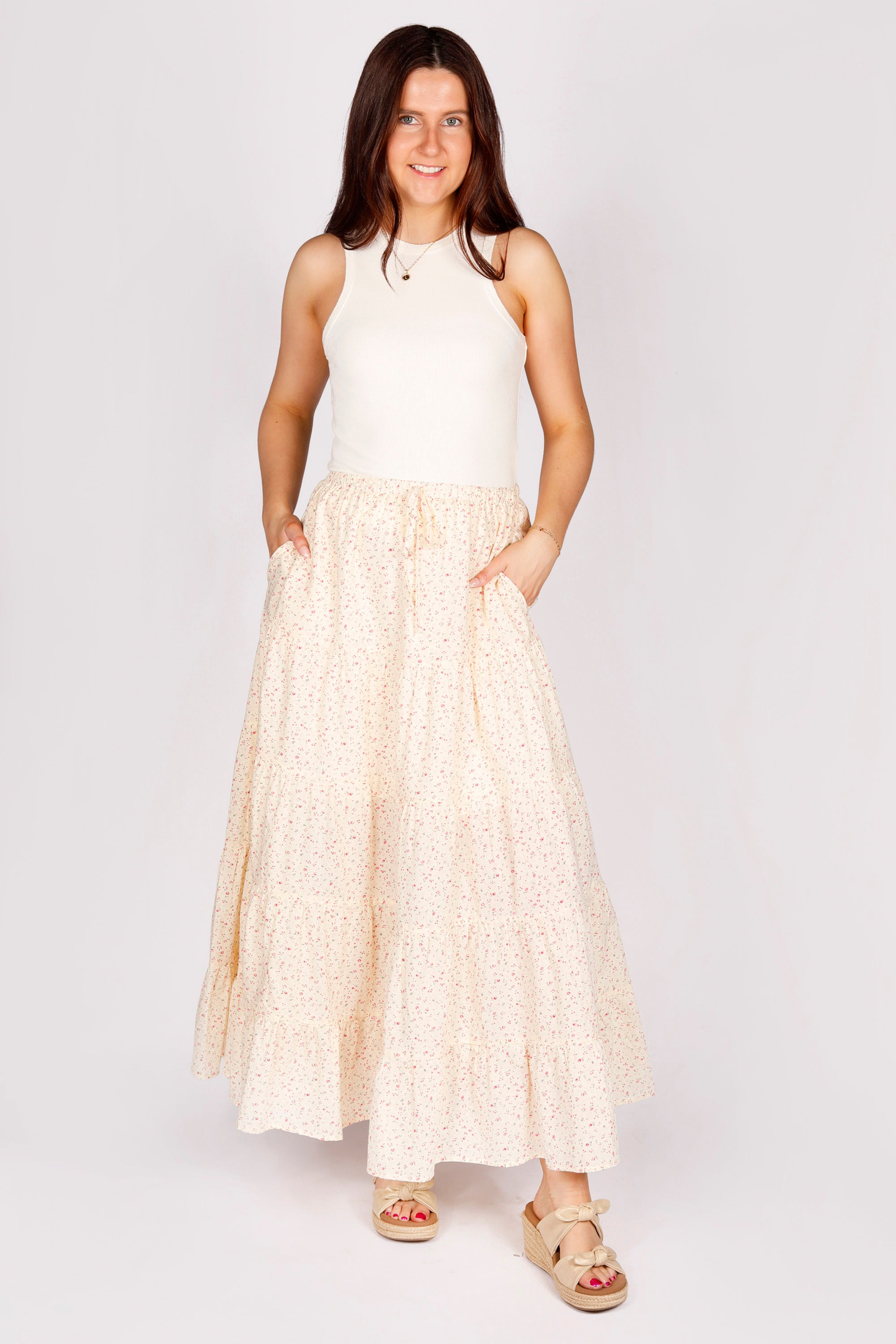Rose Cream Maxi Skirt