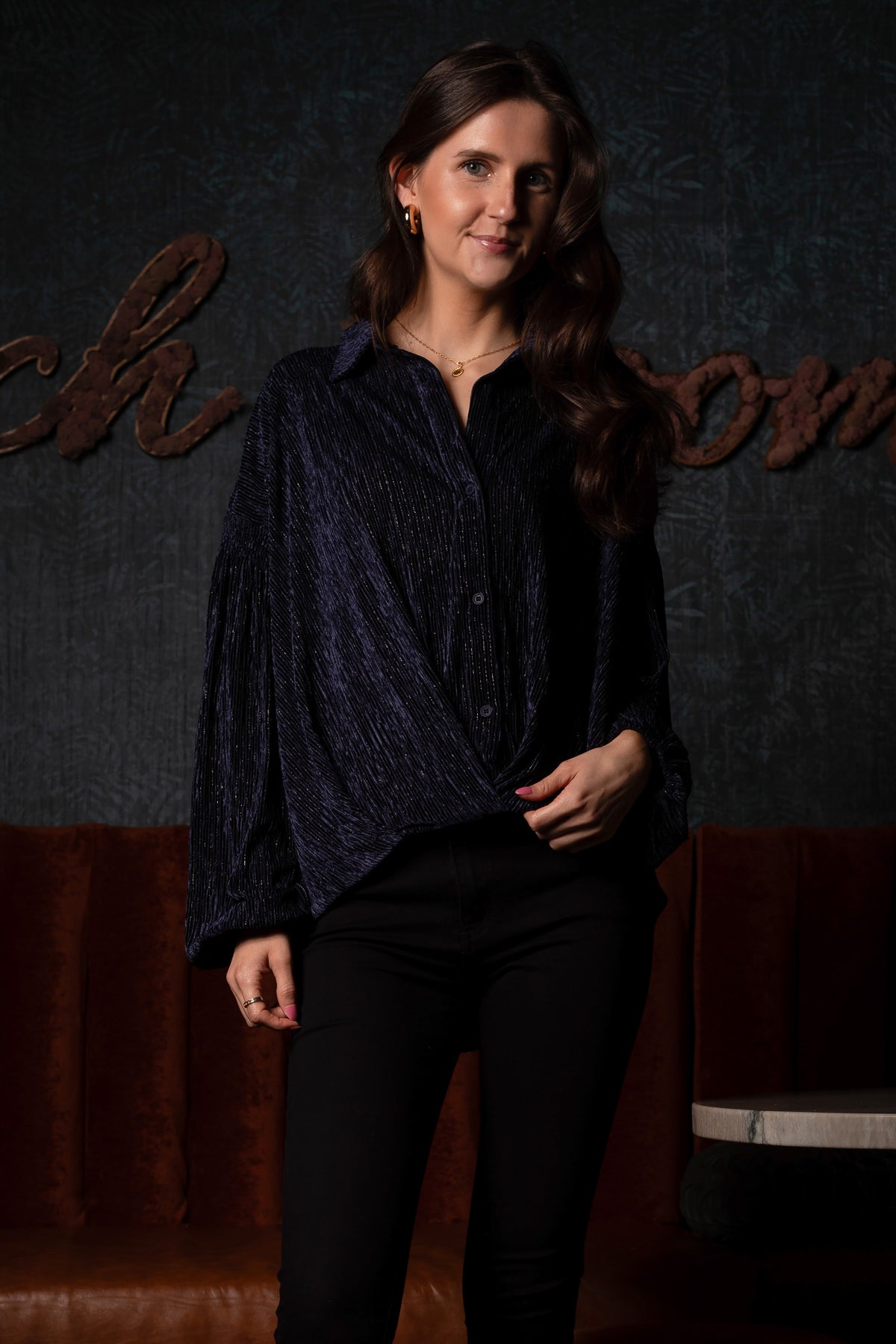 Maya Navy Velvet Top - FINAL SALE