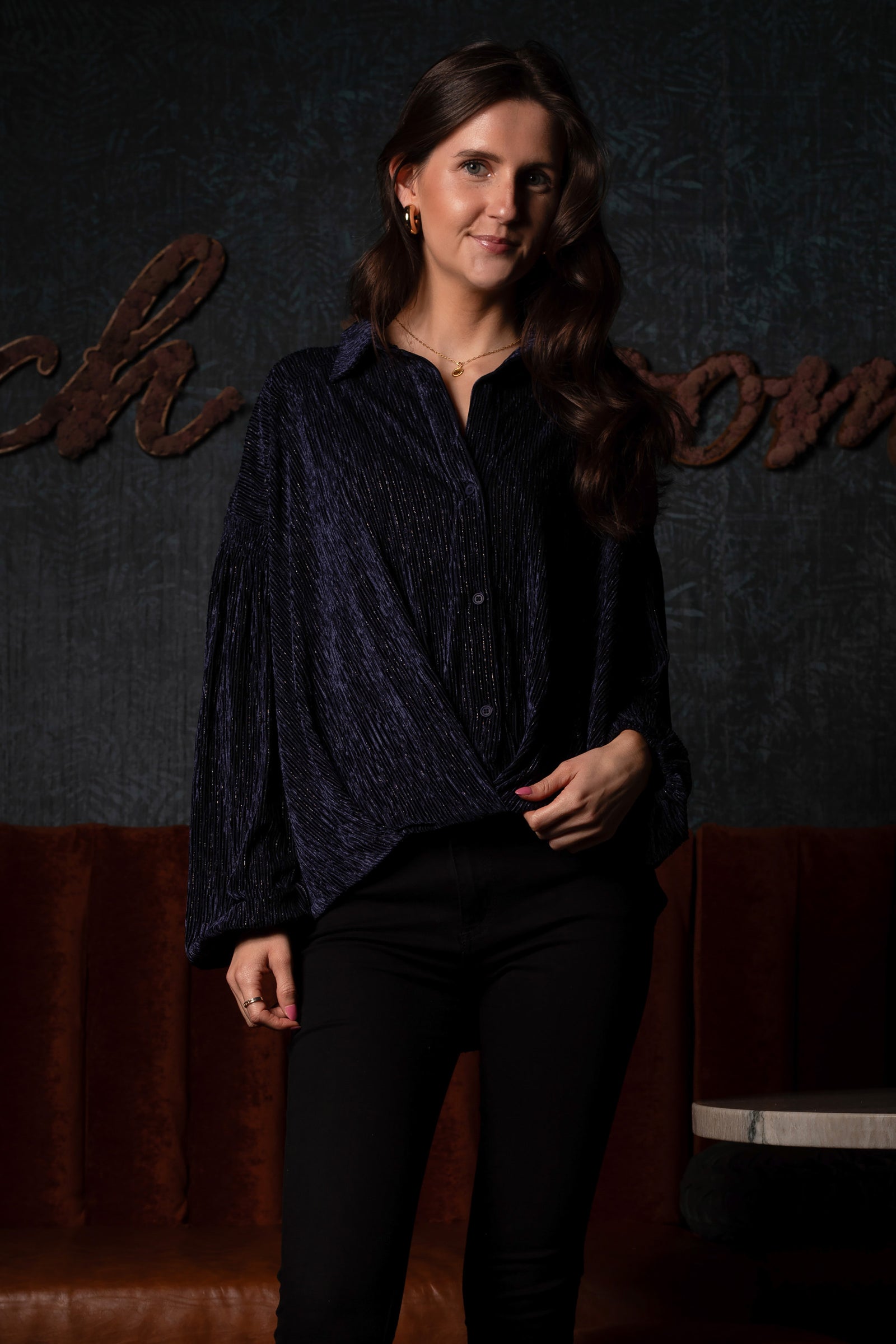 Maya Navy Velvet Top - FINAL SALE