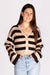 Tan & Black Striped Cropped Cardigan