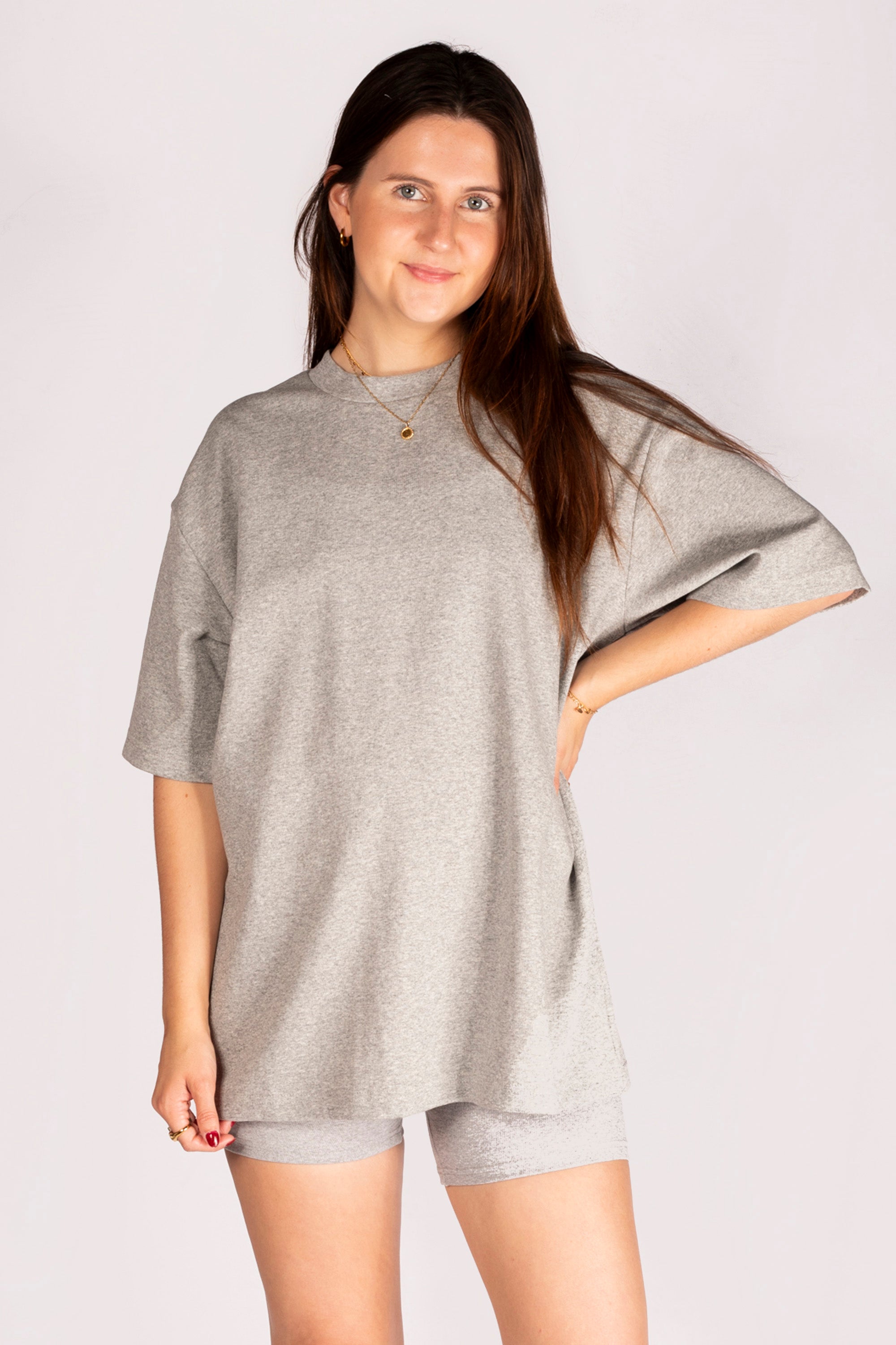 Heather Grey Ribbed Oversized Top - FINAL SALE