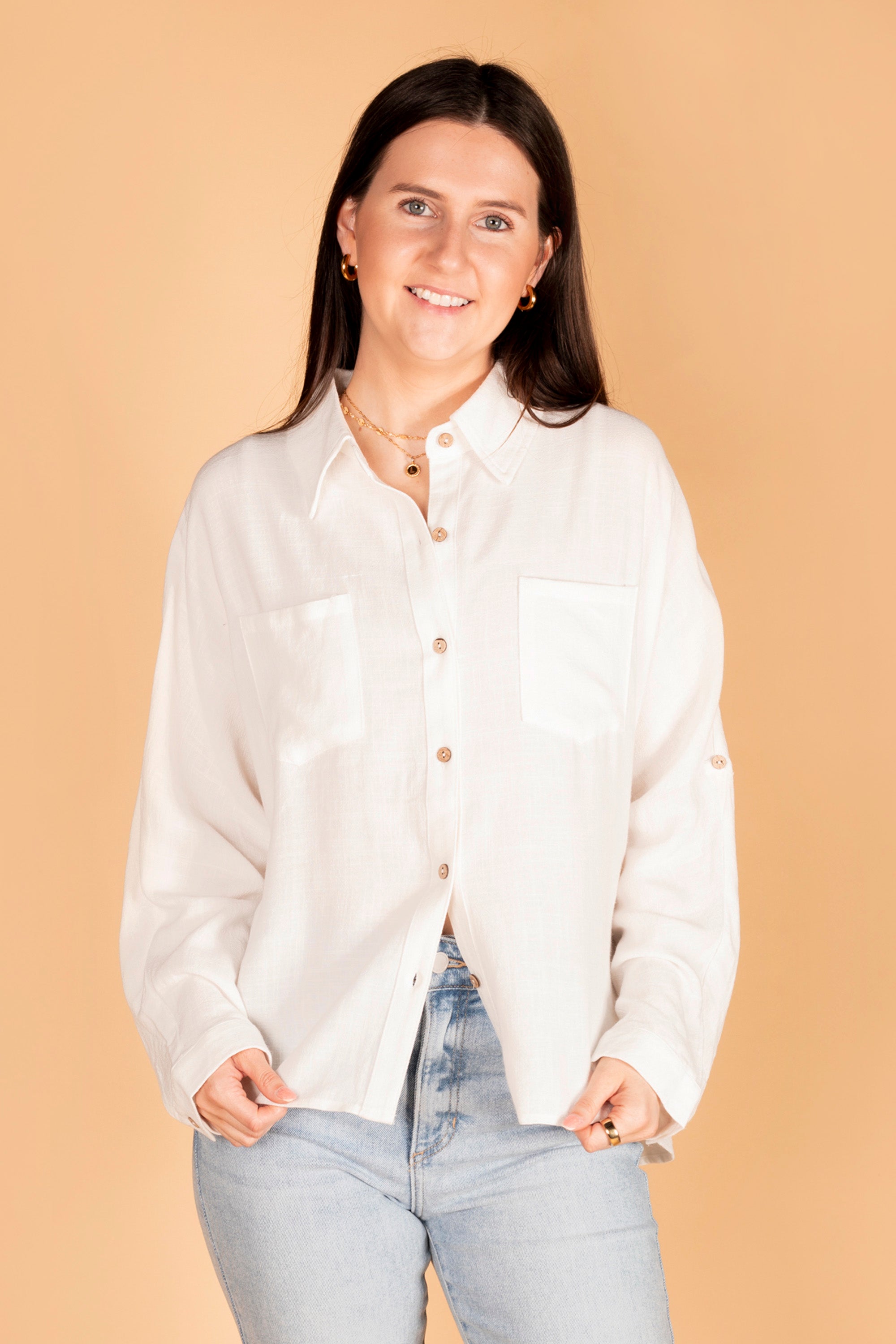 White Linen Dolman Top - FINAL SALE