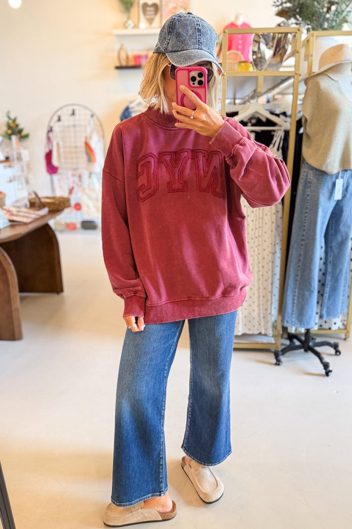 NYC Burgundy Oversized Sweatshirt