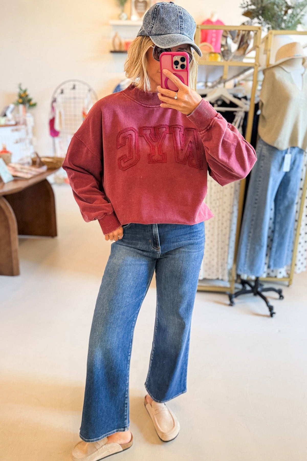 NYC Burgundy Oversized Sweatshirt