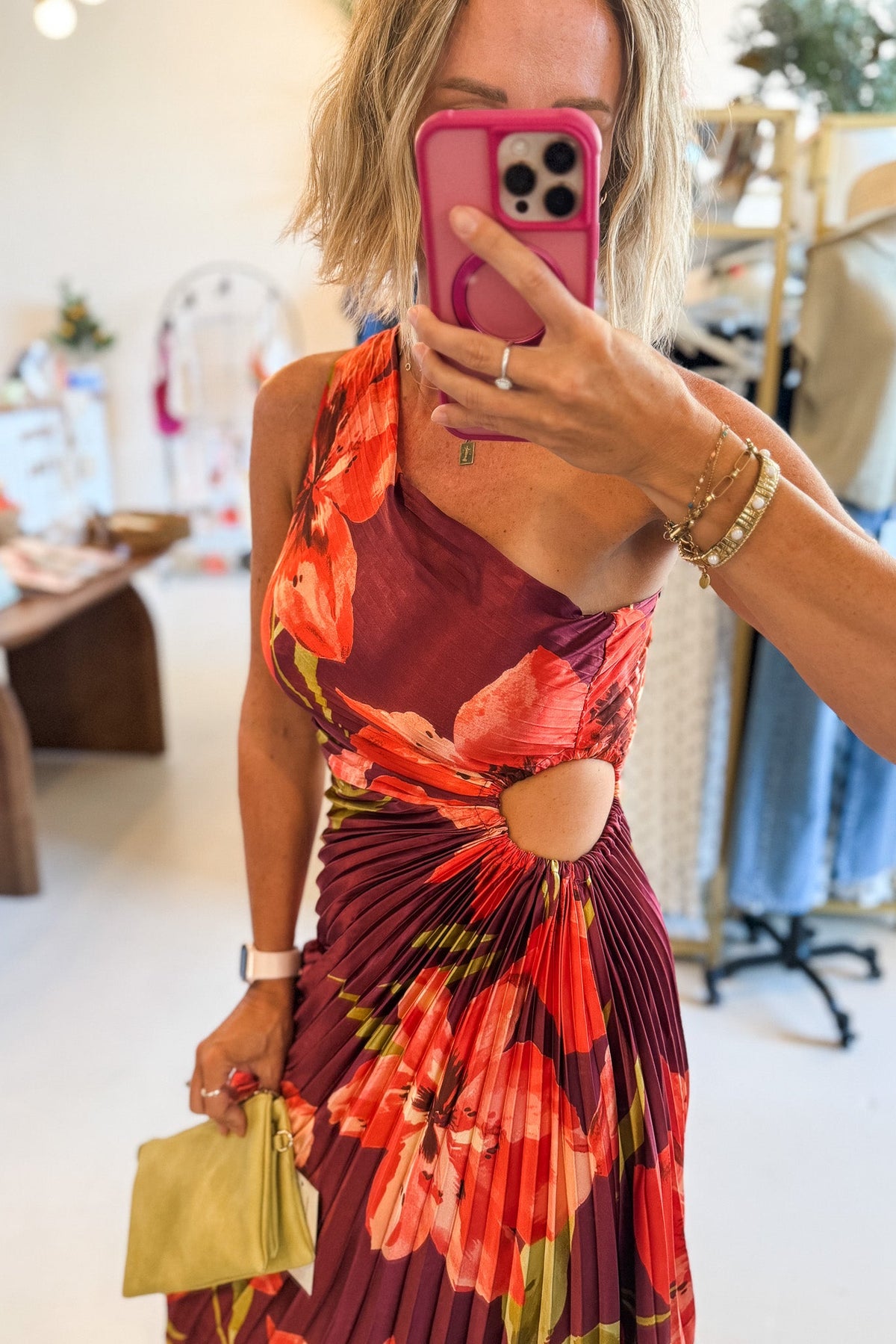 Hibiscus Plum Asymmetrical Maxi Dress