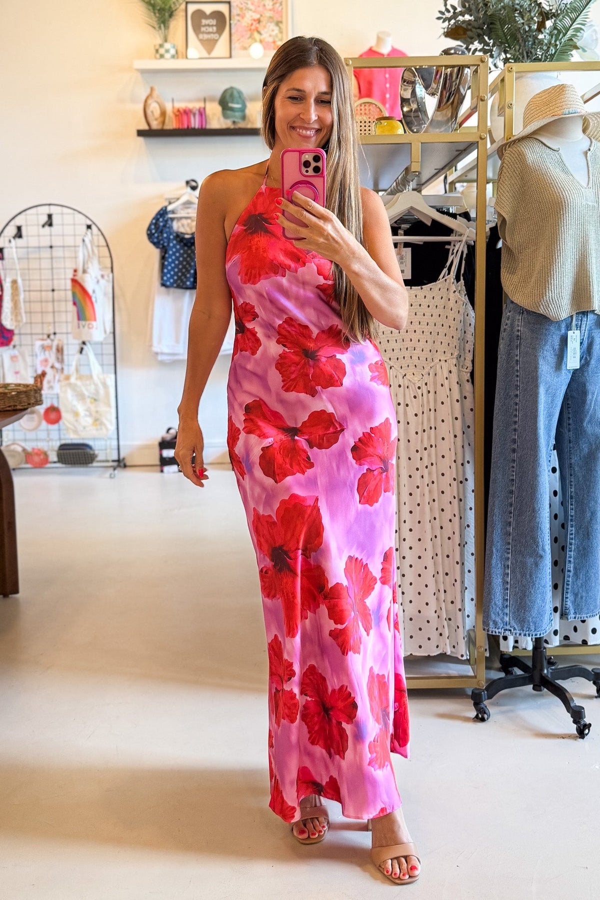 Hibiscus Bloom Halter Maxi Dress
