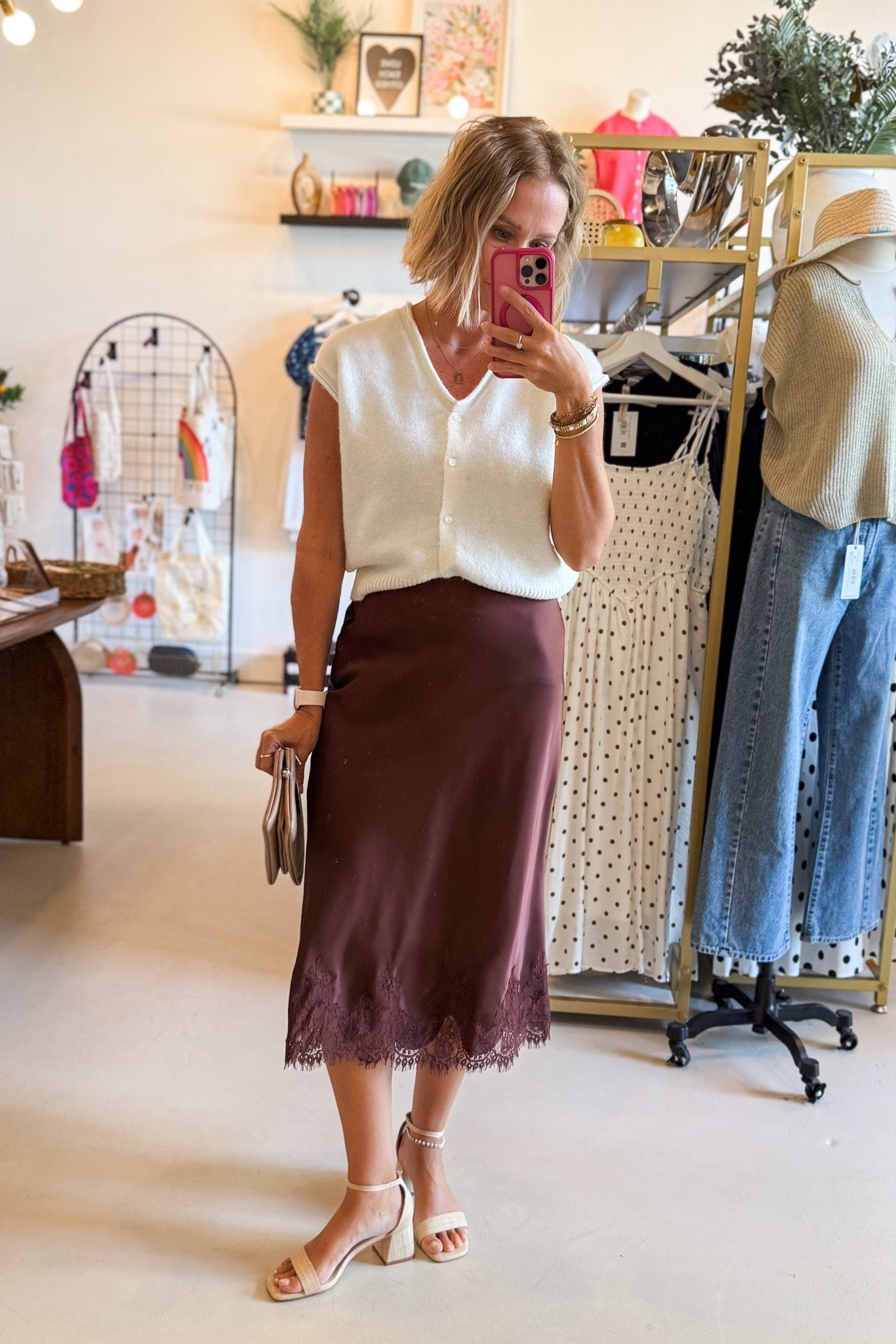Jolene Chocolate Satin Skirt
