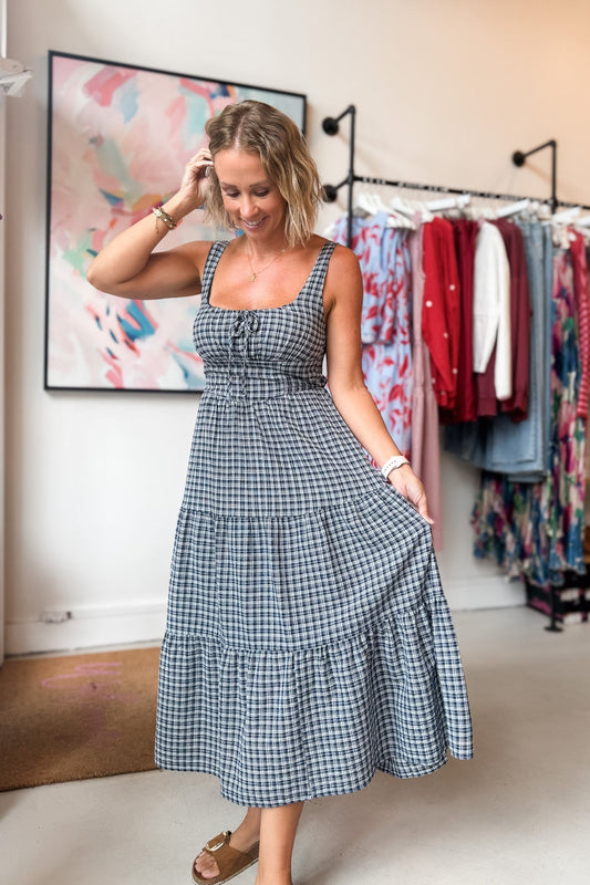 Jane Navy Plaid Dress - FINAL SALE