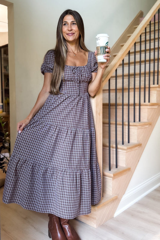 Shelby Mocha Plaid Dress - FINAL SALE