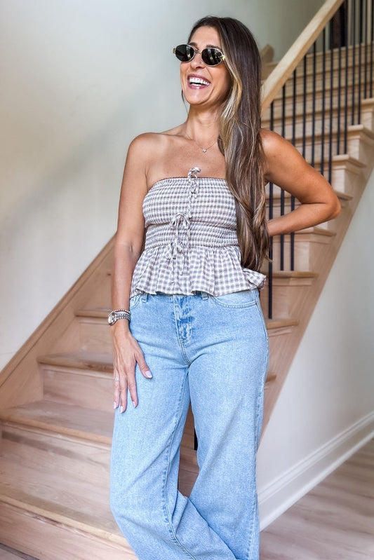 Bridget Brown Smocked Tube Top - FINAL SALE