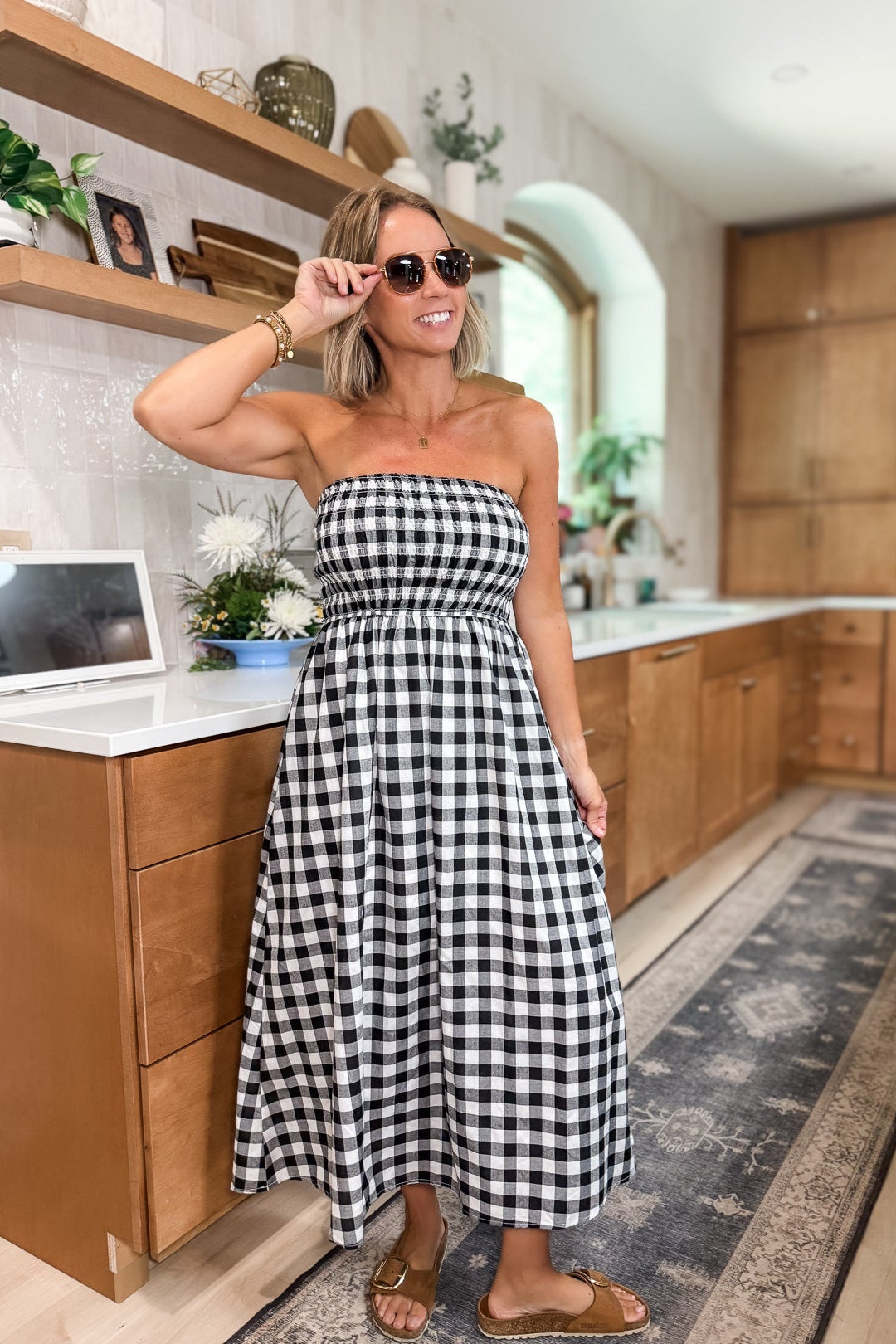 Amanda Black Gingham Dress