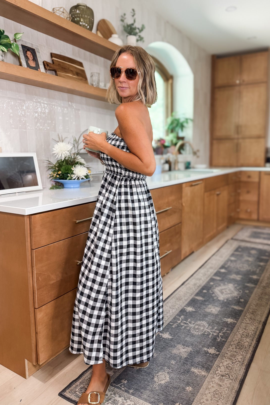 Amanda Black Gingham Dress