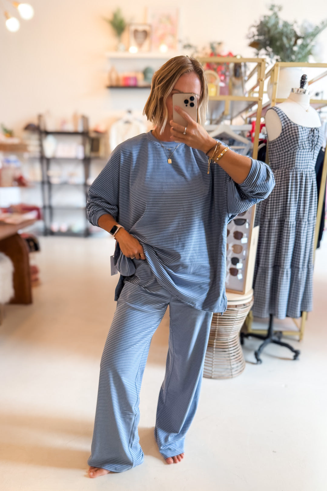 Levi Dusty Blue Striped Top