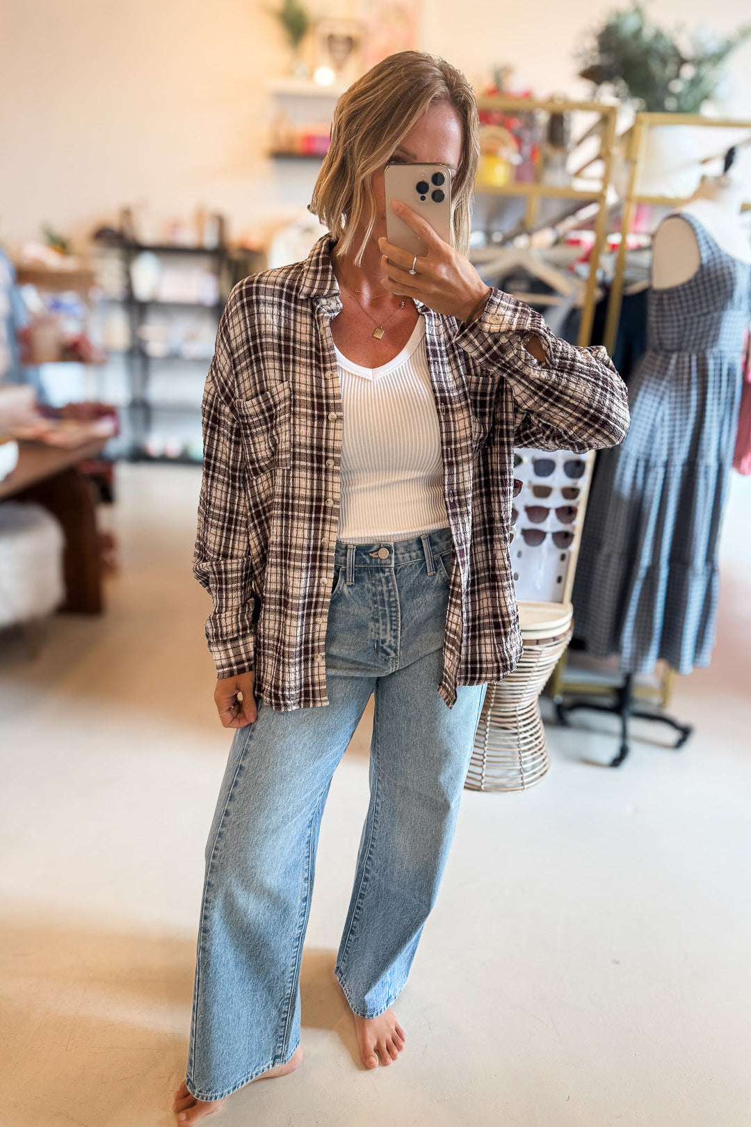 Parker Brown Oversized Button Up