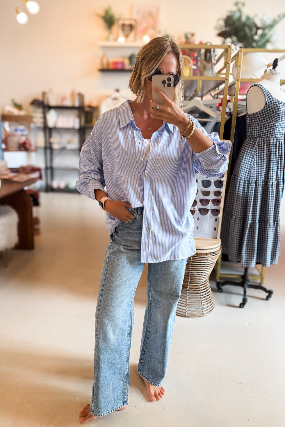 Jennifer Blue Stripe Button Up