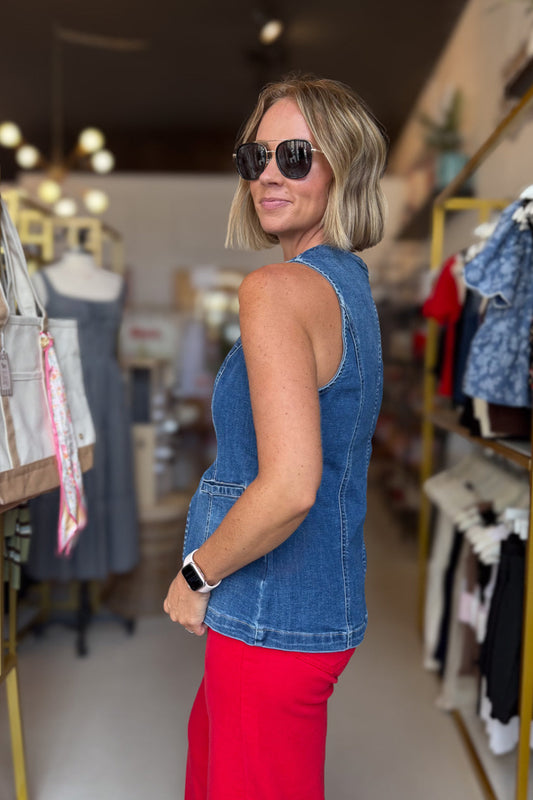 Whitney Dark Wash Denim Vest