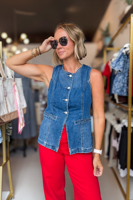 Whitney Dark Wash Denim Vest