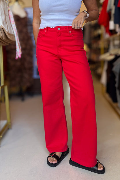 Red Vintage Straight Denim