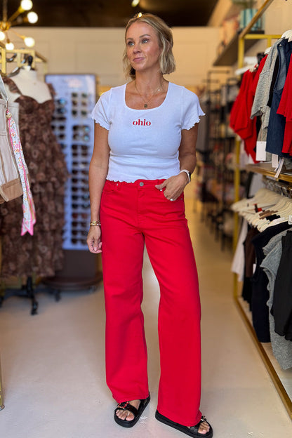 Red Vintage Straight Denim