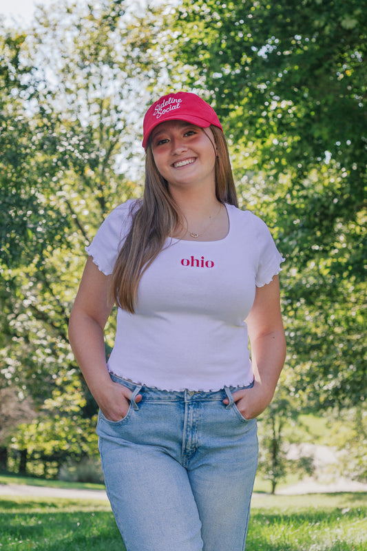 Ohio Ruffle Baby Tee - White