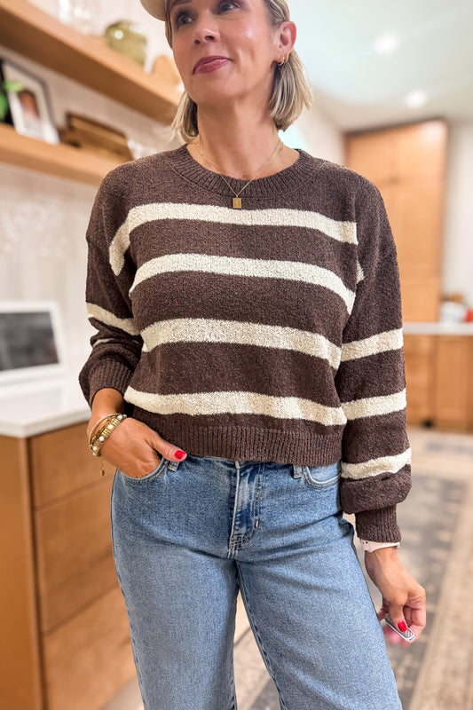 Monica Chocolate Striped Sweater