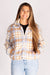 Light Blue Plaid Sherpa Jacket