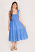 Blue Smocked Ruffle Midi Dress