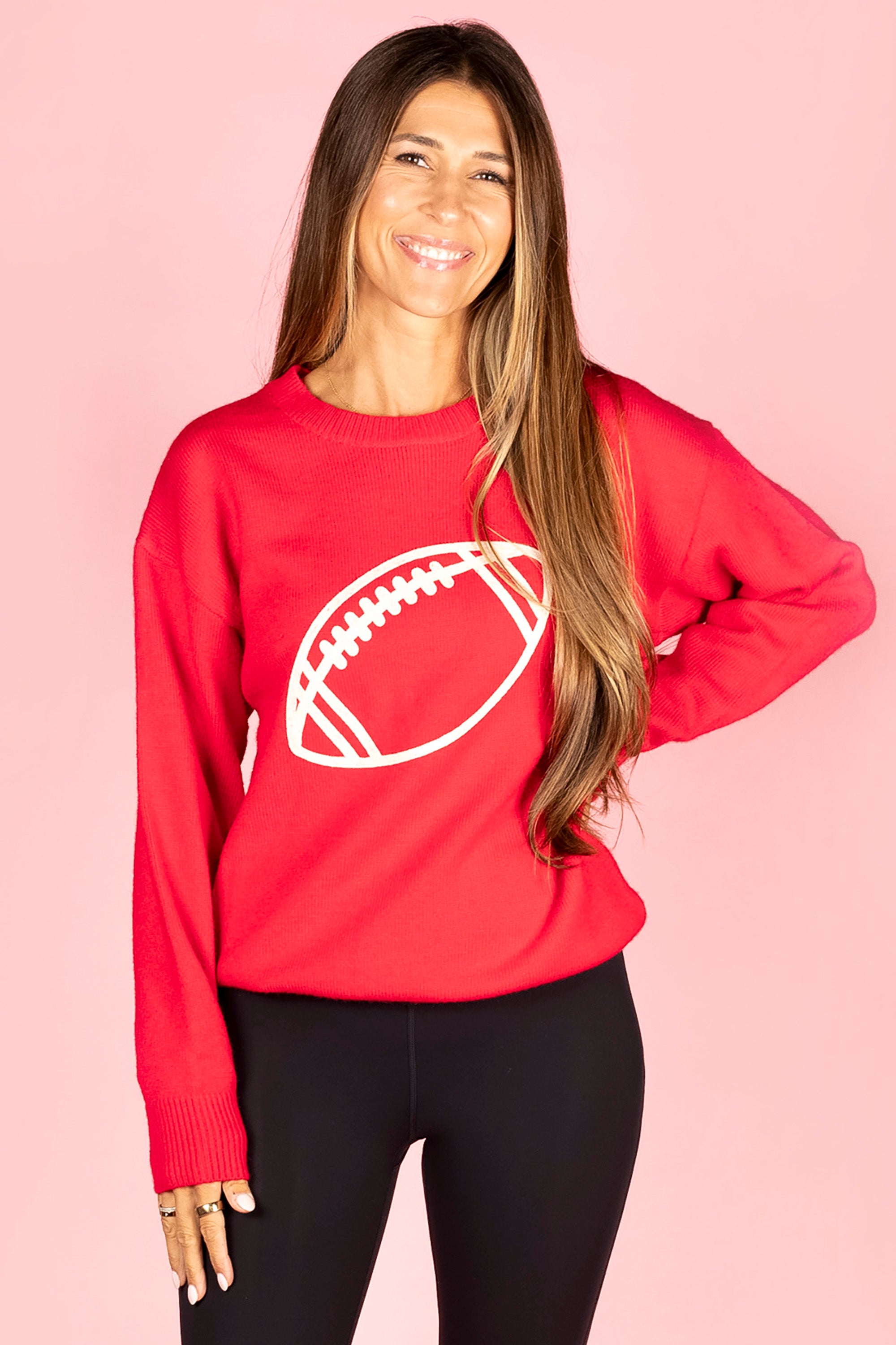 Scarlet Football Embroidered Sweater